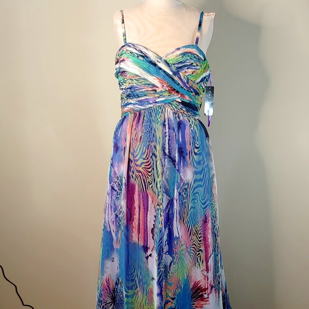 NWT Faviana Multi-Color Long Gown Style #9528